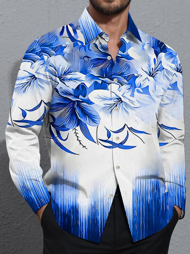 men's floral shirt front view
