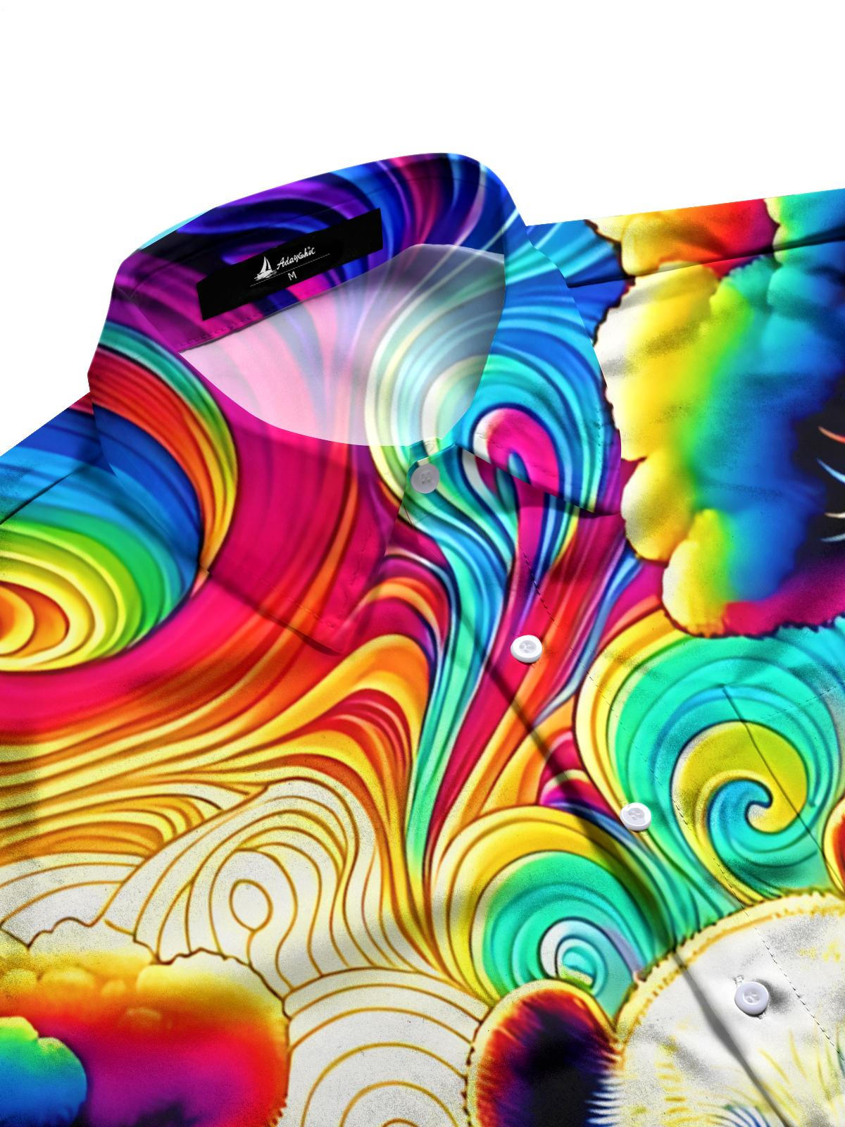 Panda Art Print Men's Pocket Long Sleeve Shirts