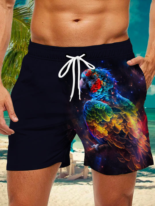 men's parrot print casual pants front view