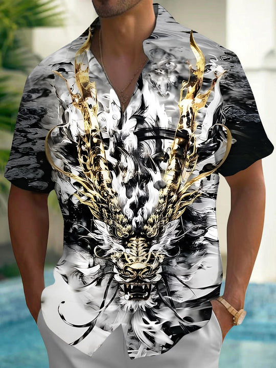 men's mythical print shirt back view