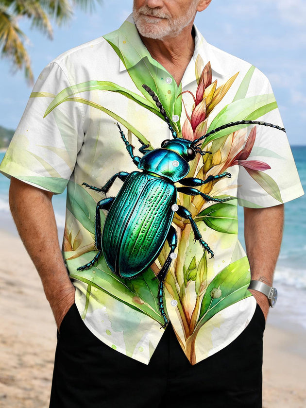 men's watercolor print shirt front view