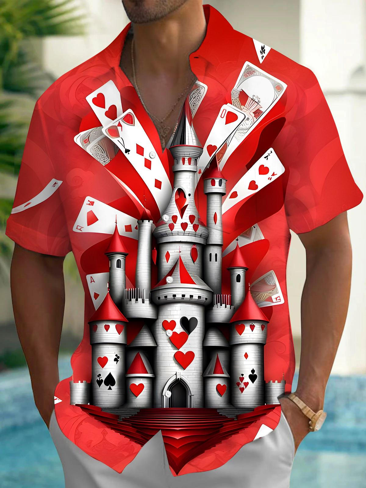 Poker Castle Men's Pocket Short Sleeve Shirts