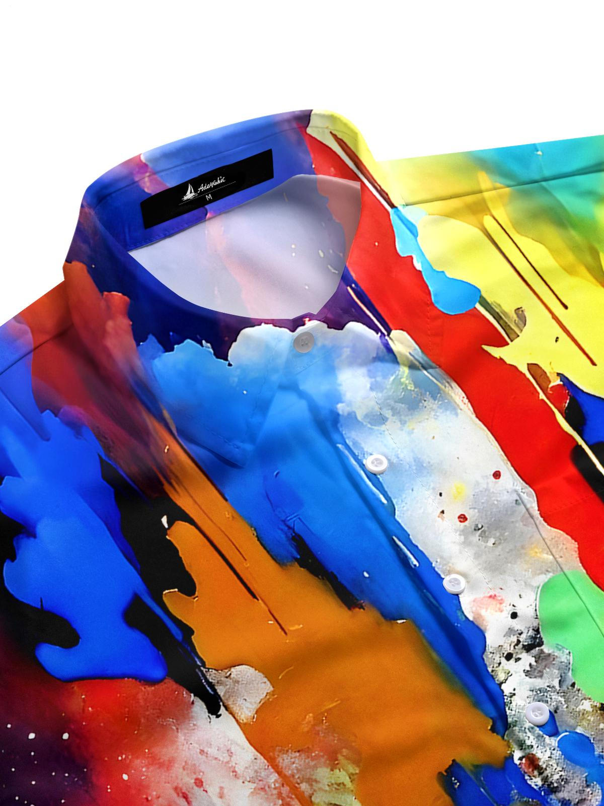 Abstract Tie Dye Men's Pocket Short Sleeve Shirts