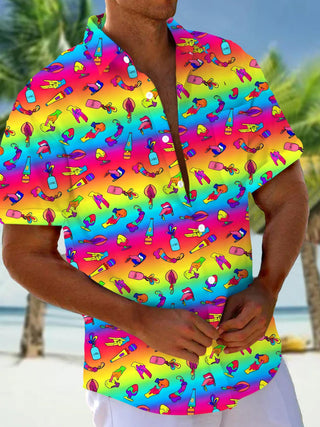 men's colorful Hawaiian shirt front view tropical beach vacation
