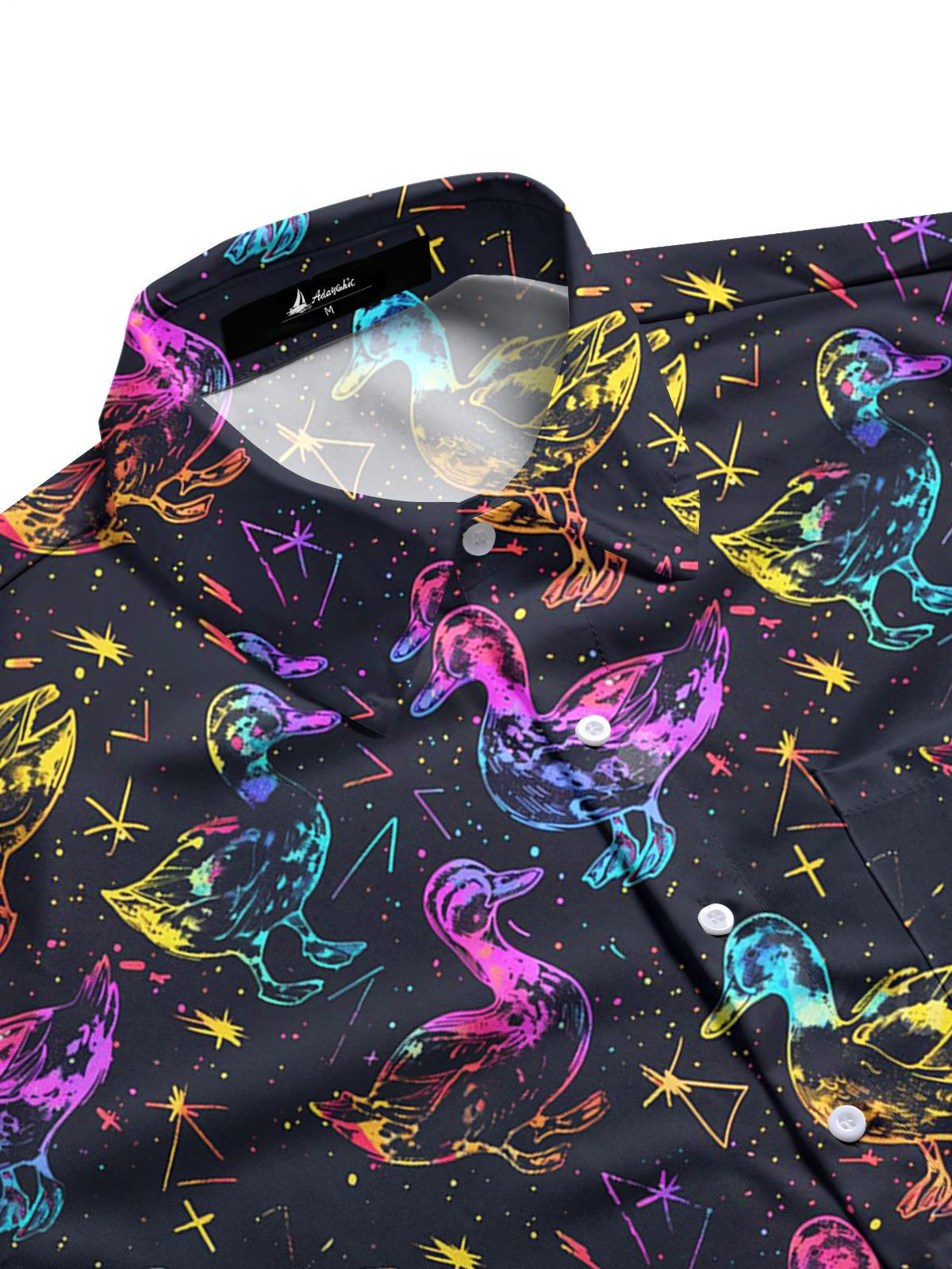 Duck Print Men's Pocket Short Sleeve Shirts