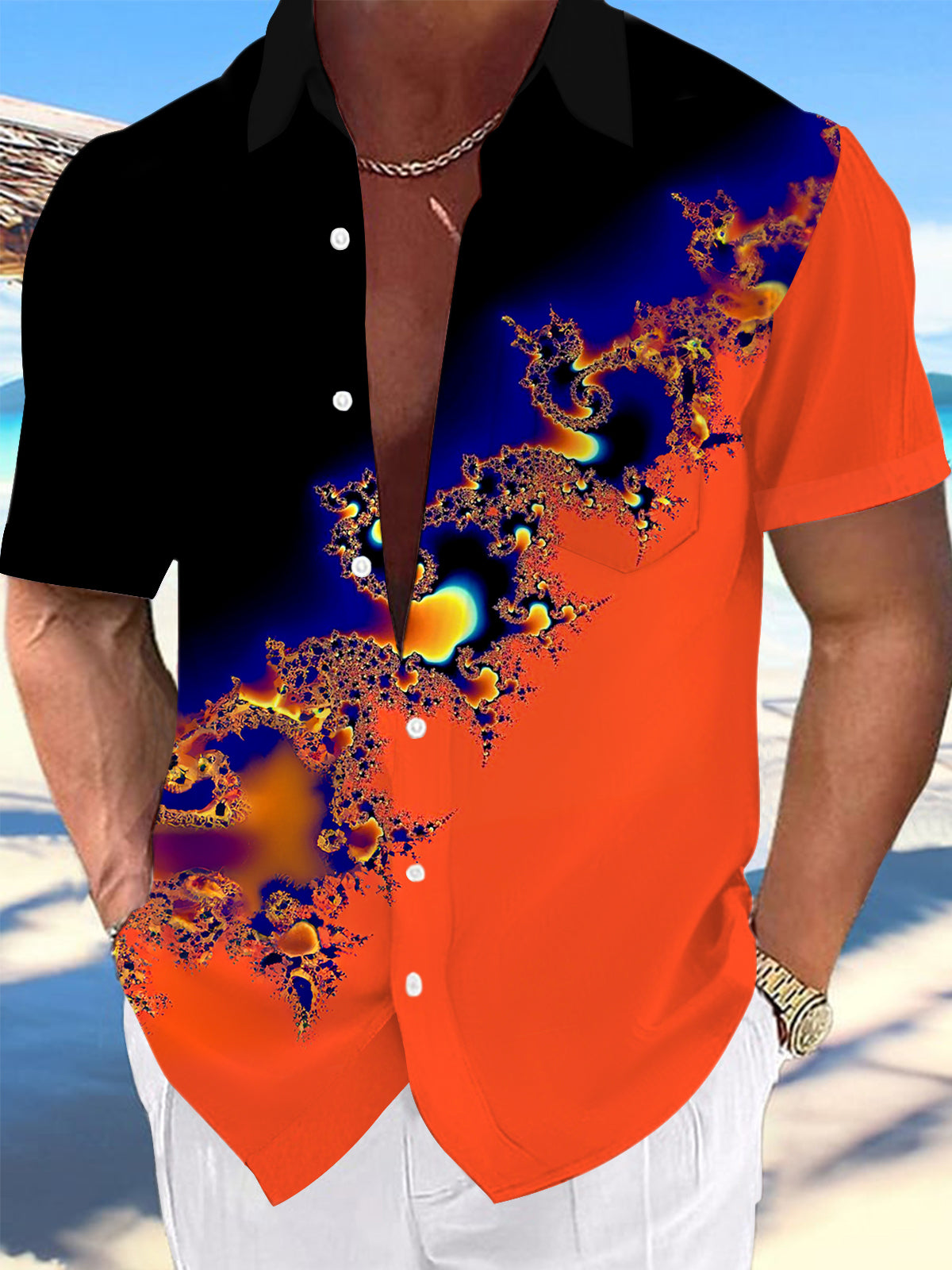 Abstract Men's Pocket Short Sleeve Shirts