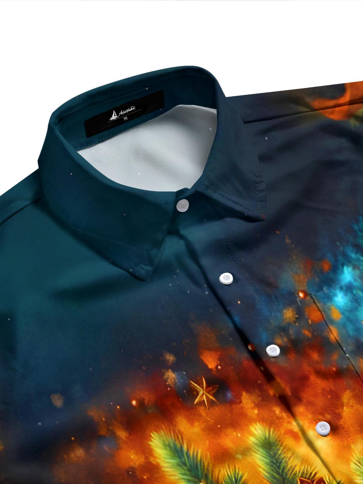 Orange Pine Cone Gingerbread Man Men's Pocket Long Sleeve Shirts