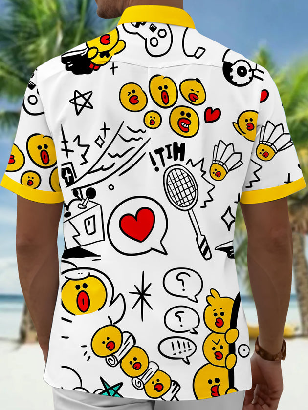 Men's graffiti print short sleeve shirt back view