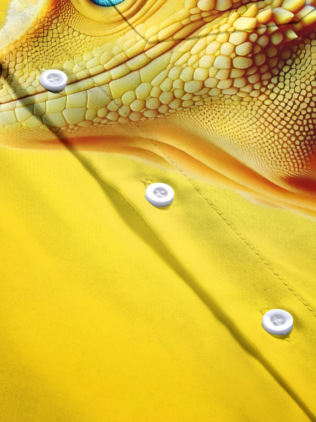 Lizard Print Men's Pocket Short Sleeve Shirts