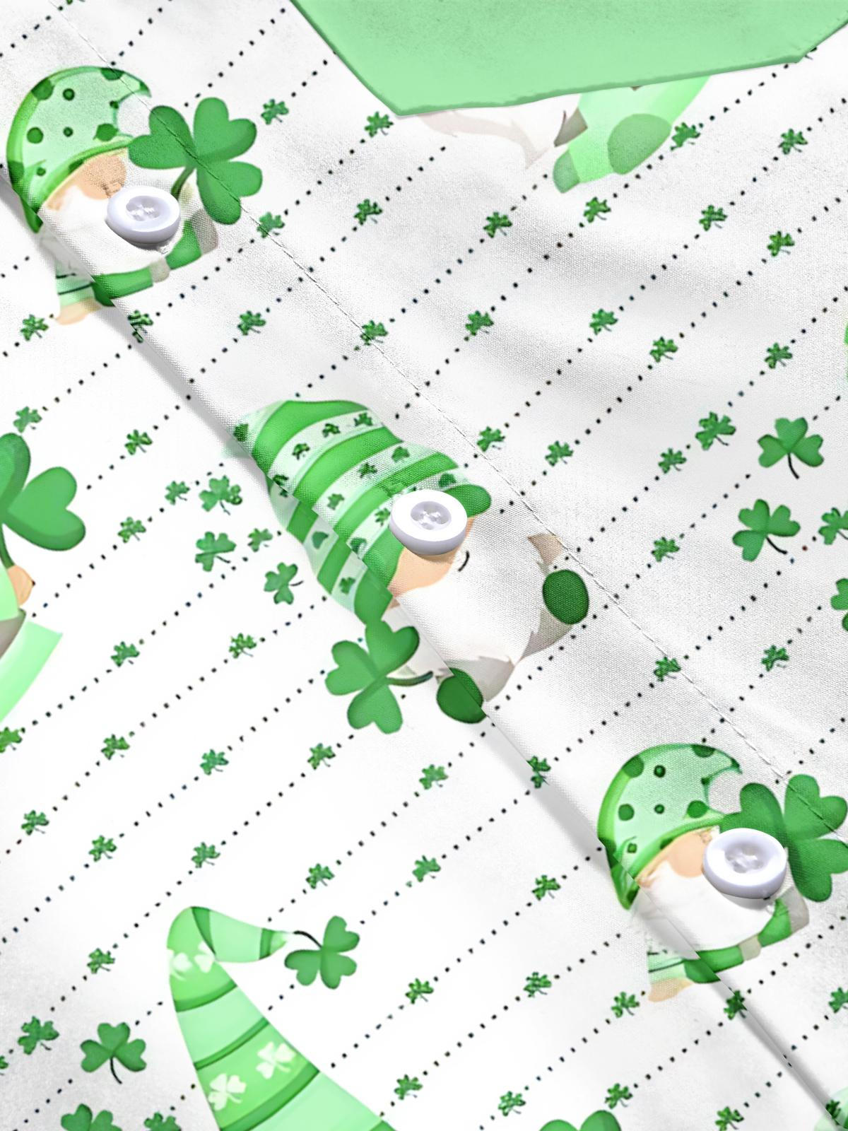 Dwarf Clover Print Men's Pocket Short Sleeve Shirts