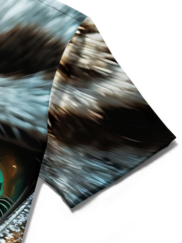 men's zebra print shirt close-up short sleeve