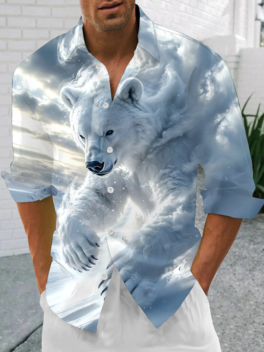 men's bear print shirt front view