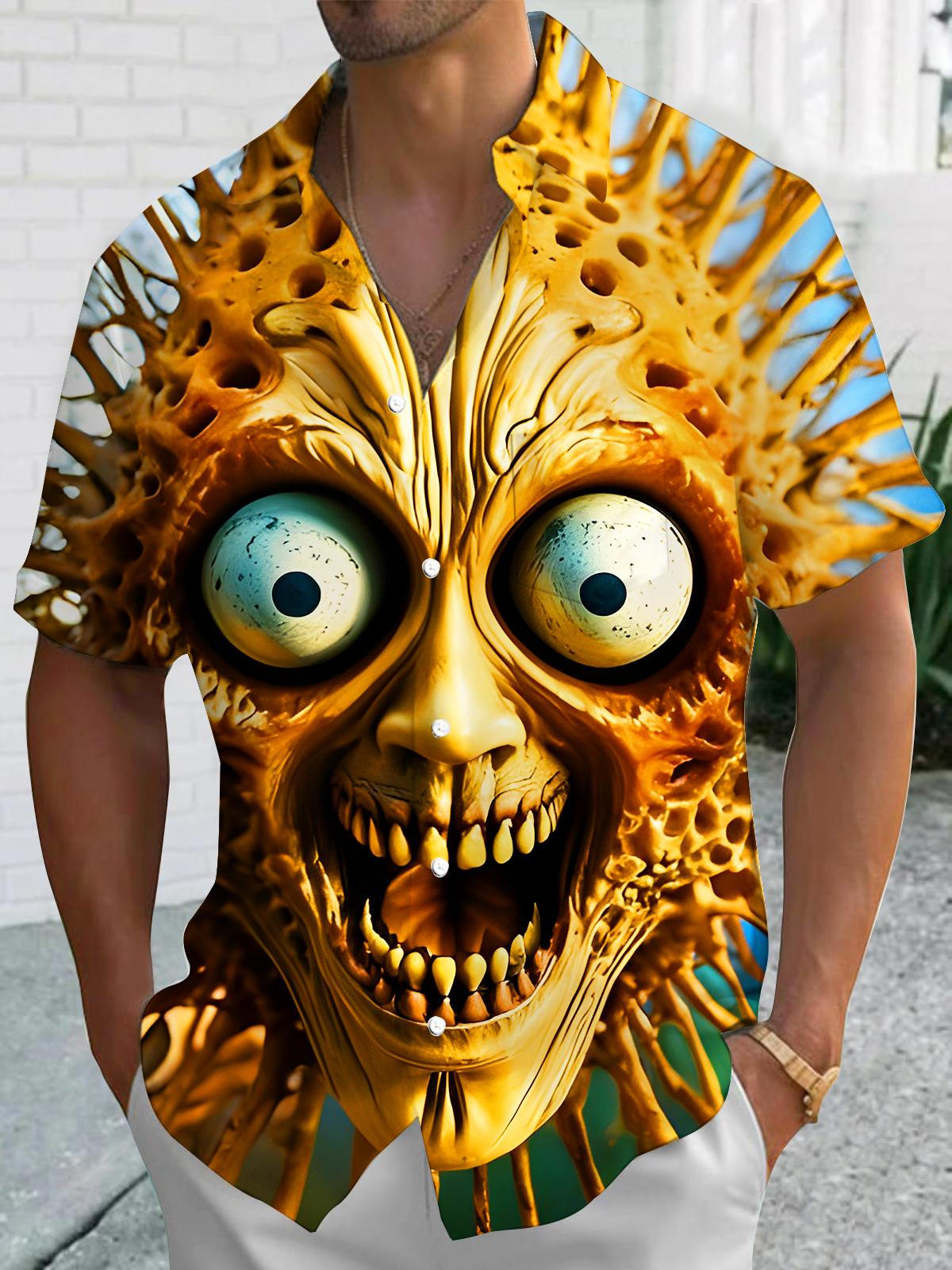 Funny Horror Art Relief Halloween Men's Pocket Short Sleeve Shirts