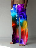 Colorful Abstract Cloud Men's Casual Elastic Waist Pants