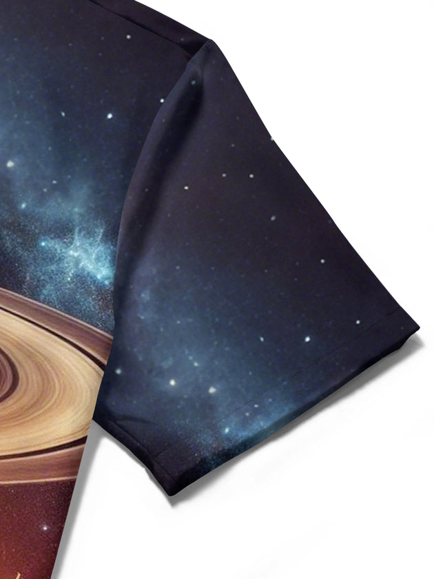 men's guitar print shirt close-up short sleeve