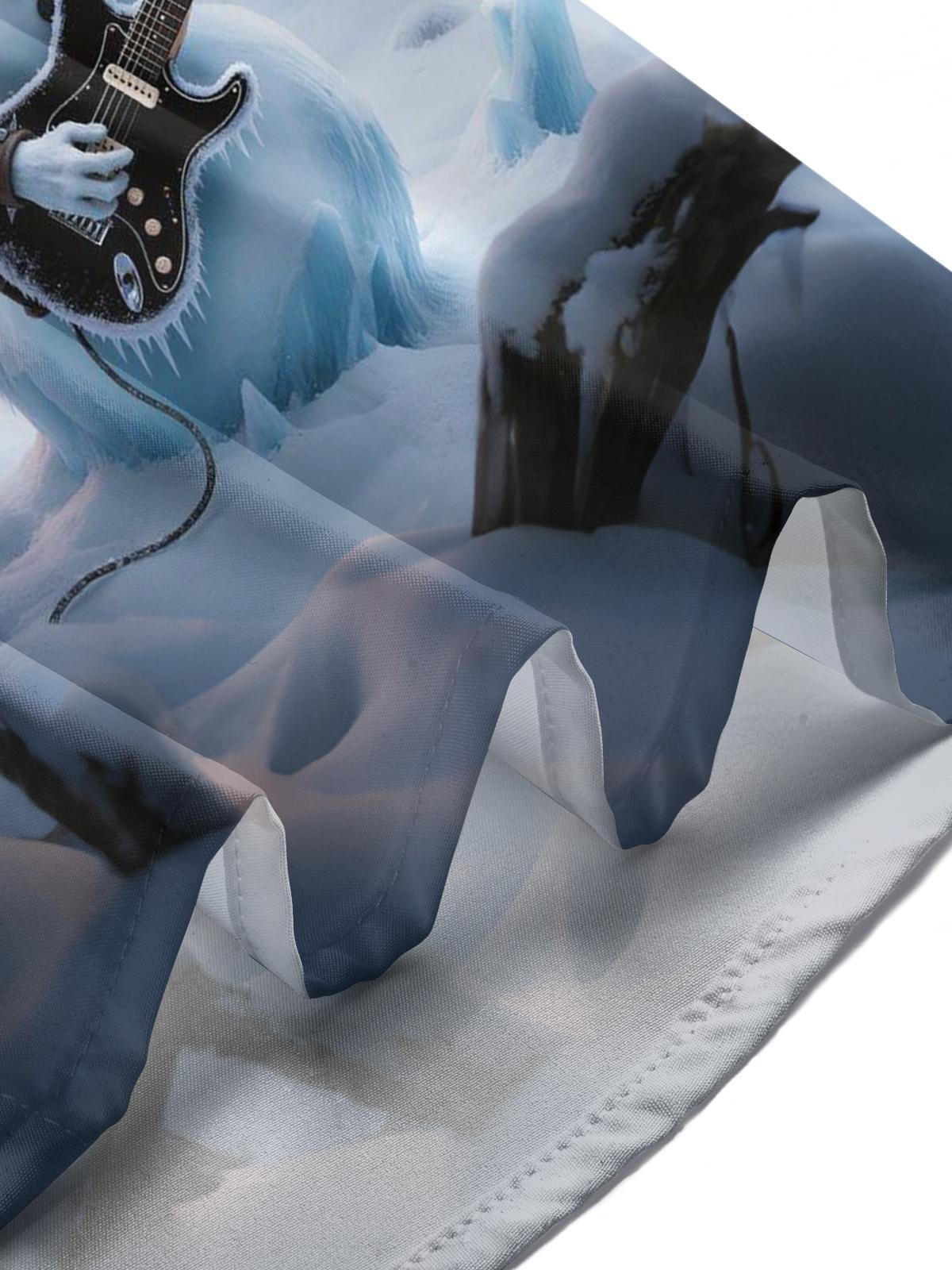 Winter Rock Snowman Print Men's Pocket Long Sleeve Shirts