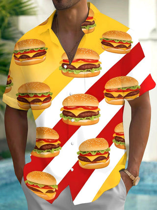 Hamburger men's pocket short sleeve shirt front view for Independence Day