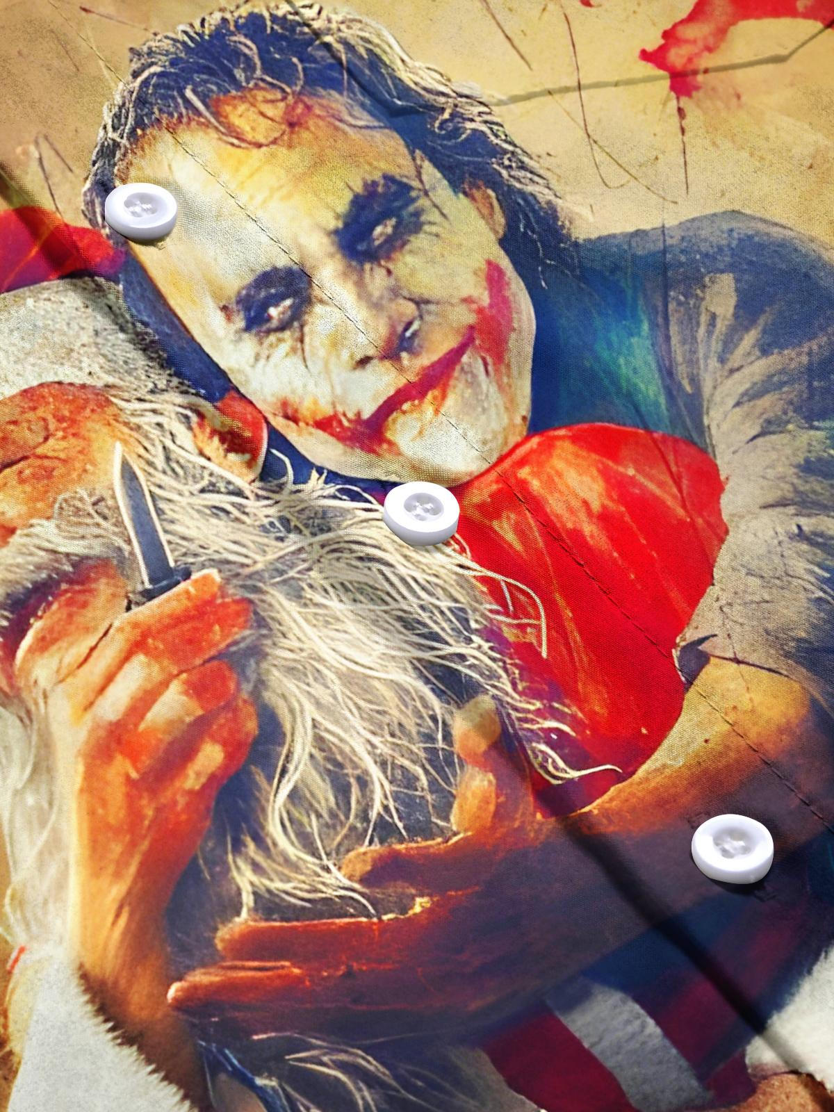 Fun Retro Joker Kidnaps Santa Claus Gift Xmas Men's Pocket Short Sleeve Shirts