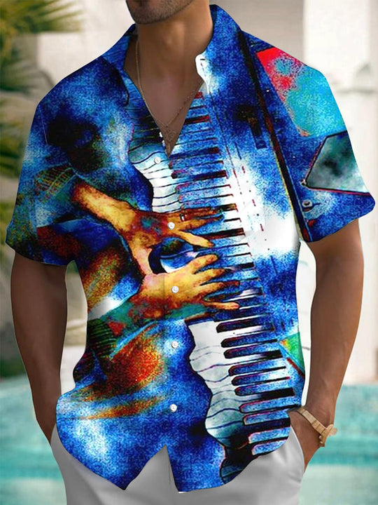 men's patterned sweater shirt front view