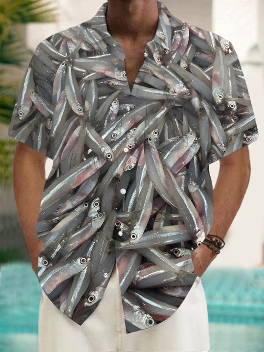 men's fish print shirt front view