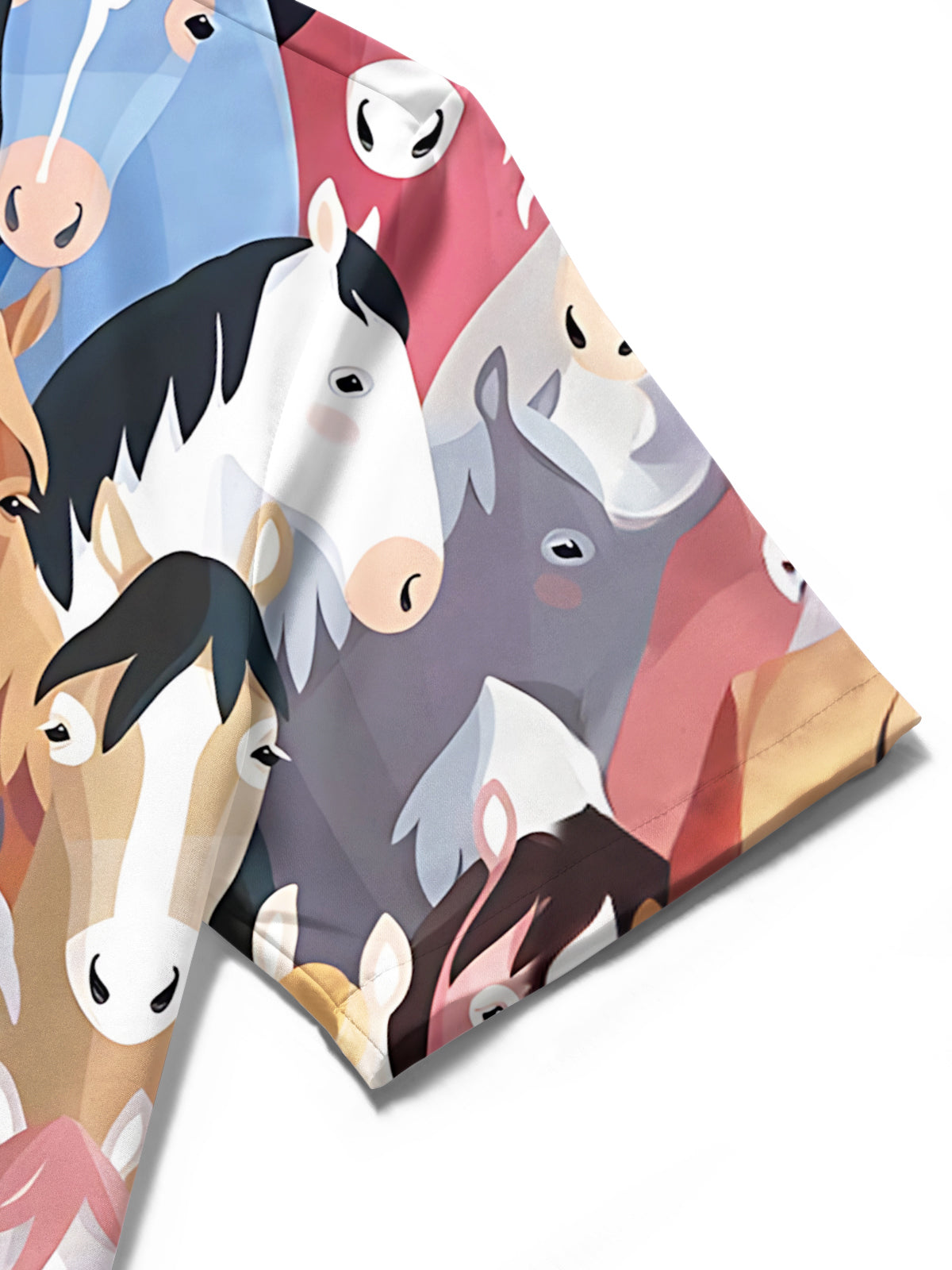 Horse Print Men's Pocket Short Sleeve Shirts