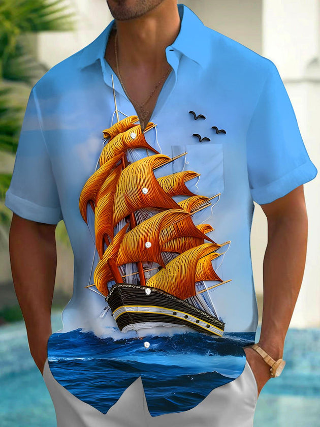 men's art print shirt front view