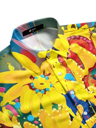 men's botanical pattern shirt side view