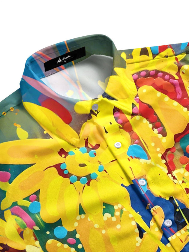 men's botanical pattern shirt side view