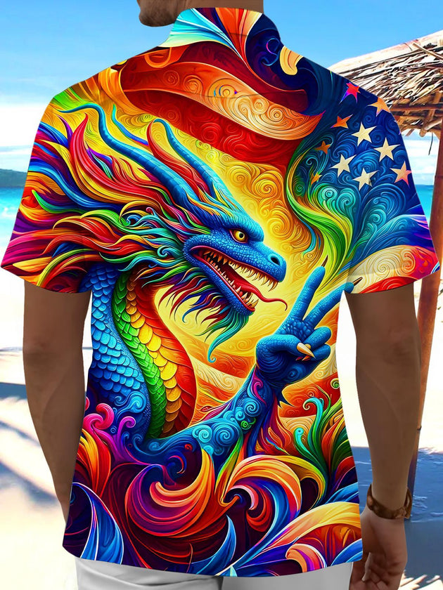 men's mythical print shirt back view