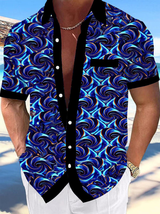 Men's abstract print short sleeve shirt front view