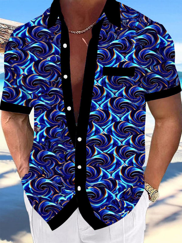 Men's abstract print short sleeve shirt front view