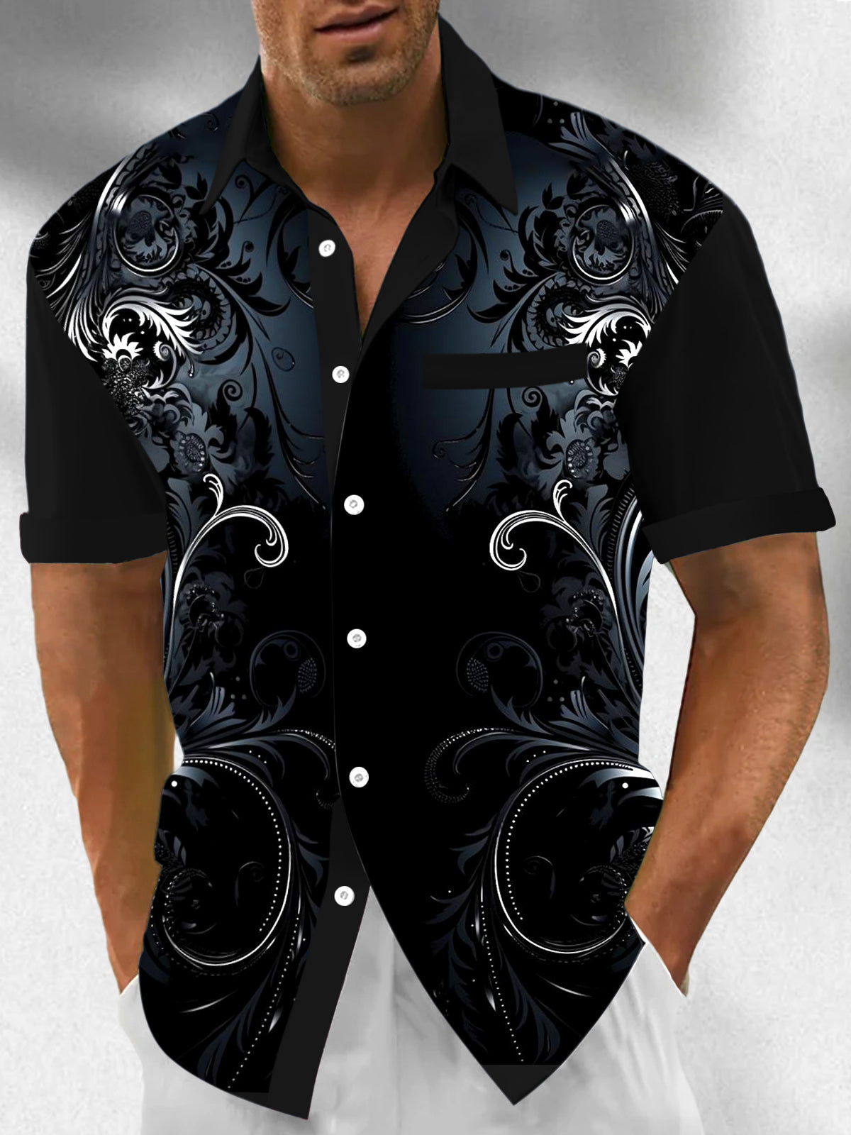 Floral Men's Pocket Short Sleeve Shirts