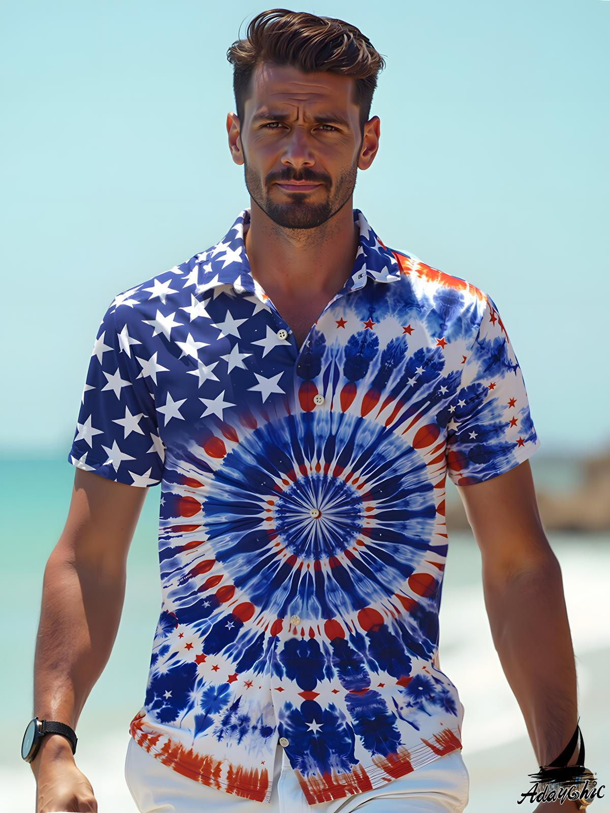 Independence Day Men's Pocket Short Sleeve Shirts