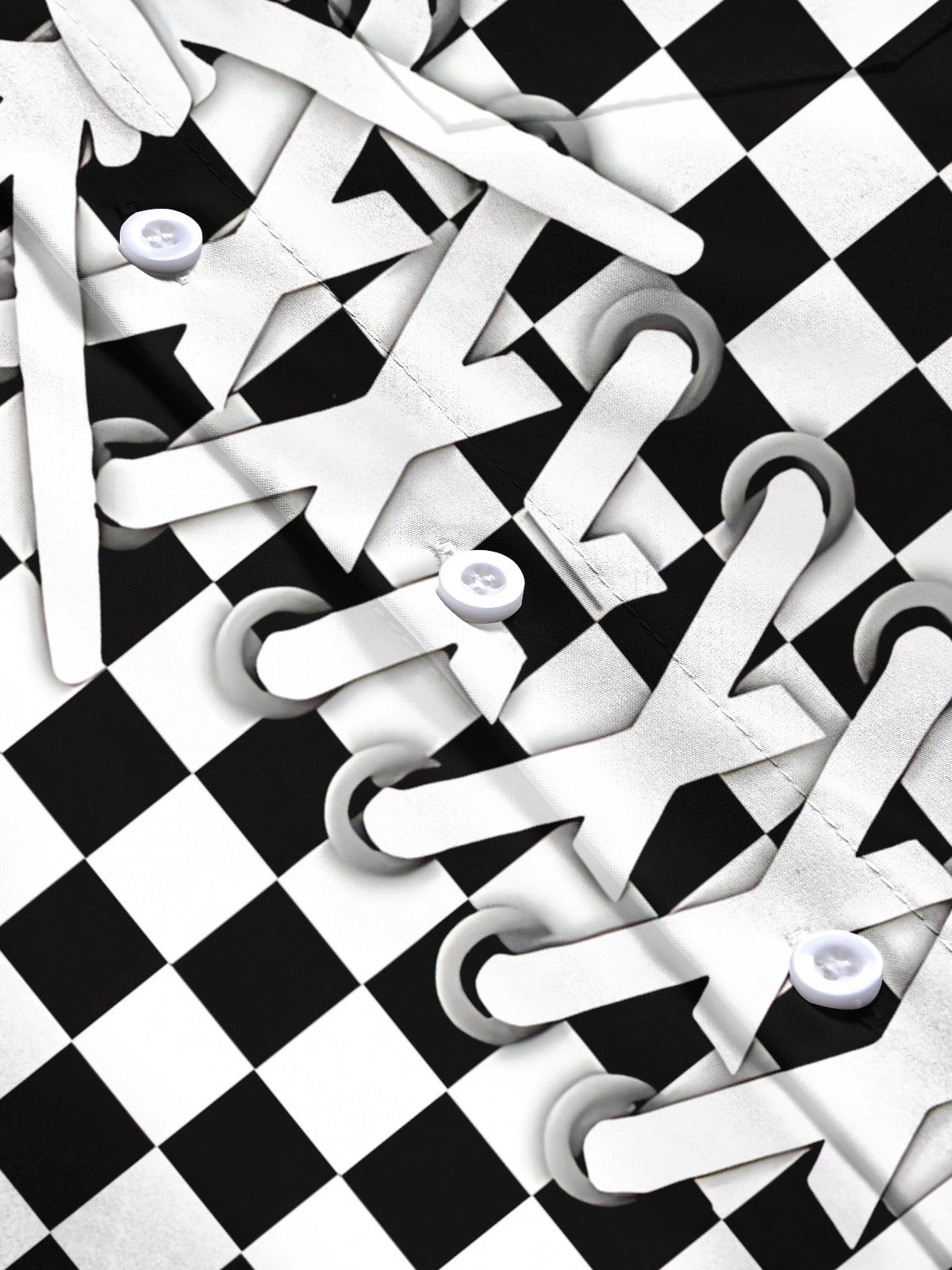 Shoelace Print Men's Pocket Short Sleeve Shirts