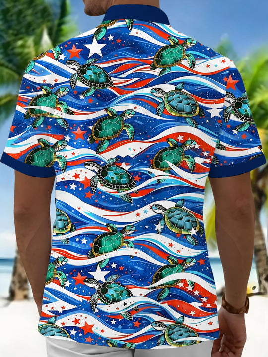 men's patriotic print shirt back view