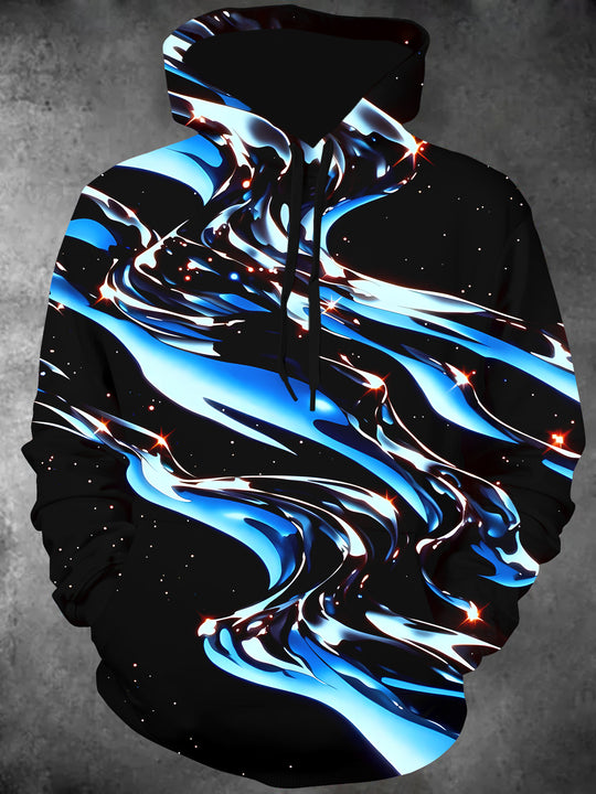 Men's abstract print long sleeve pullover hoodie front view