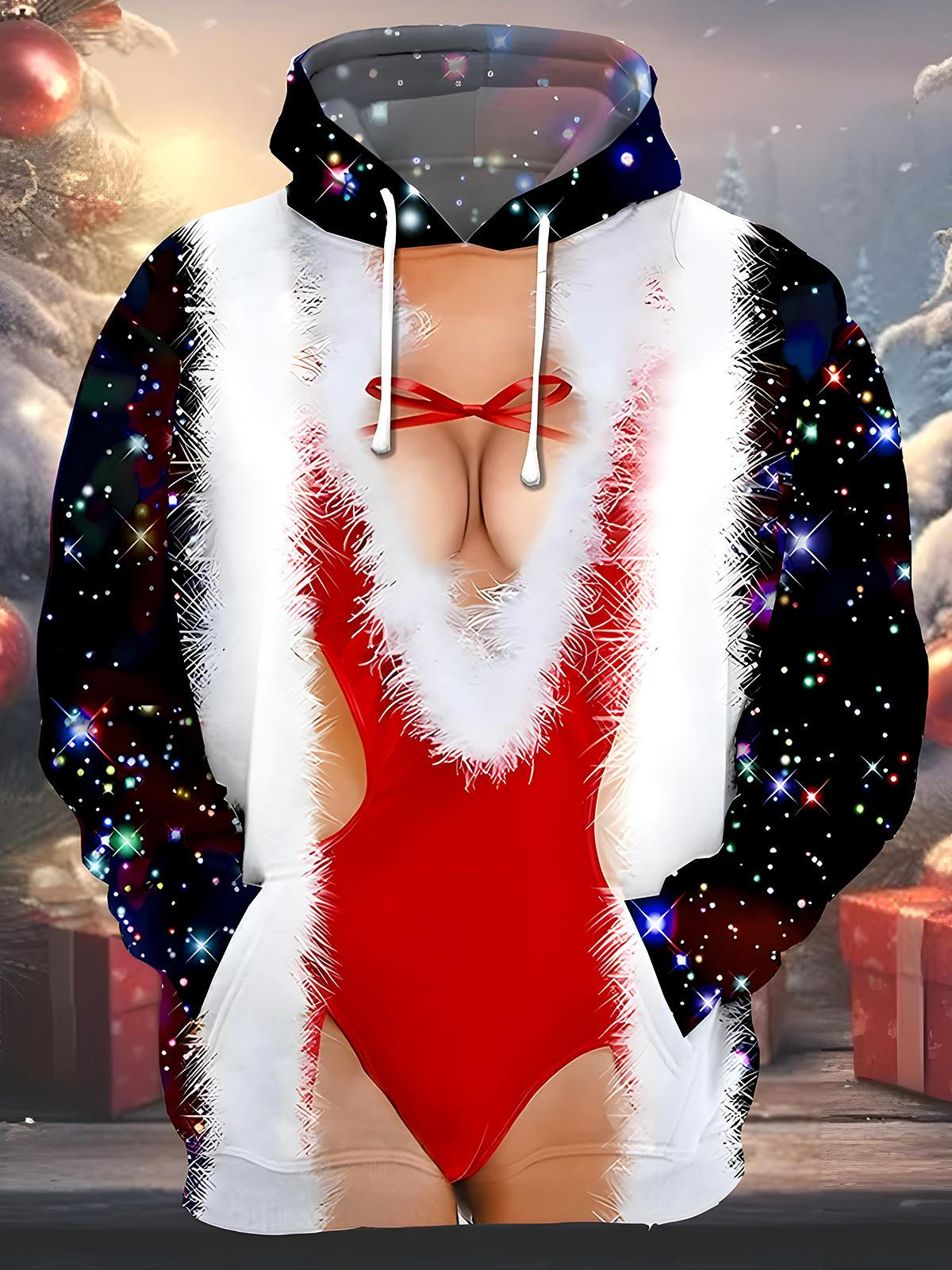 Funny Christmas Men's Long Sleeve Pocket Hoodies