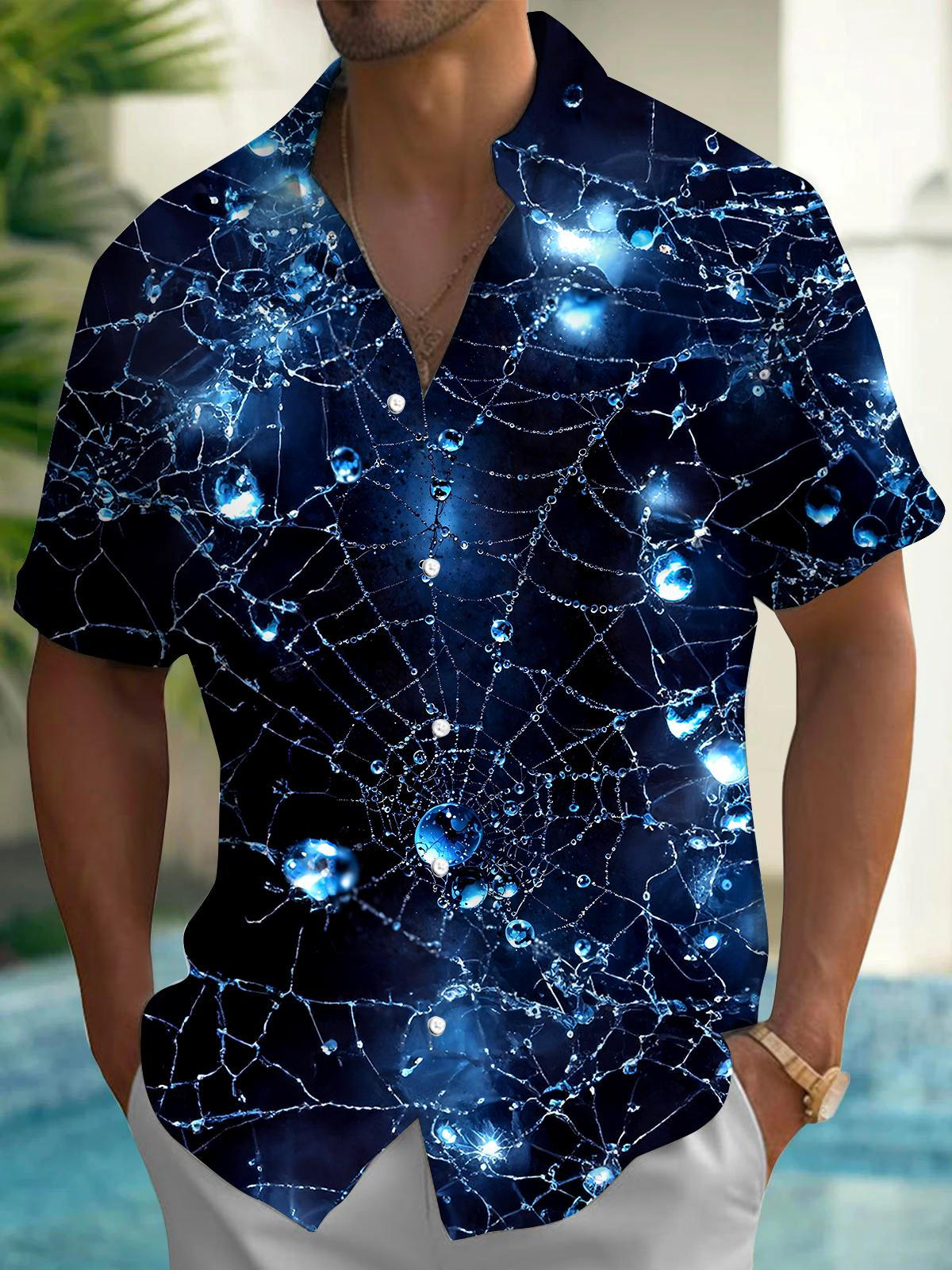 Spider Web Men's Pocket Short Sleeve Shirts