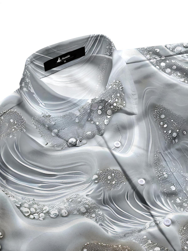 Men's abstract geometric print long sleeve shirt side view