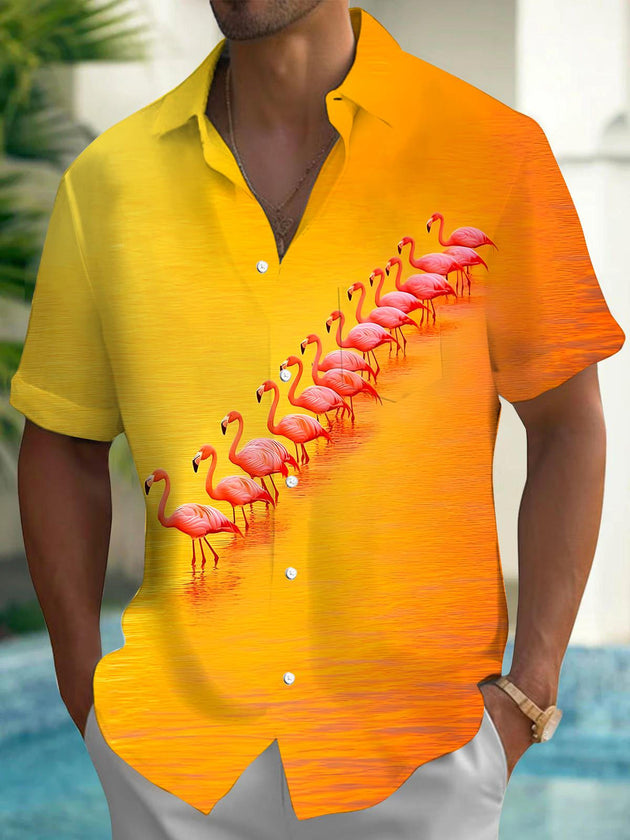 men's tropical bird print shirt back view
