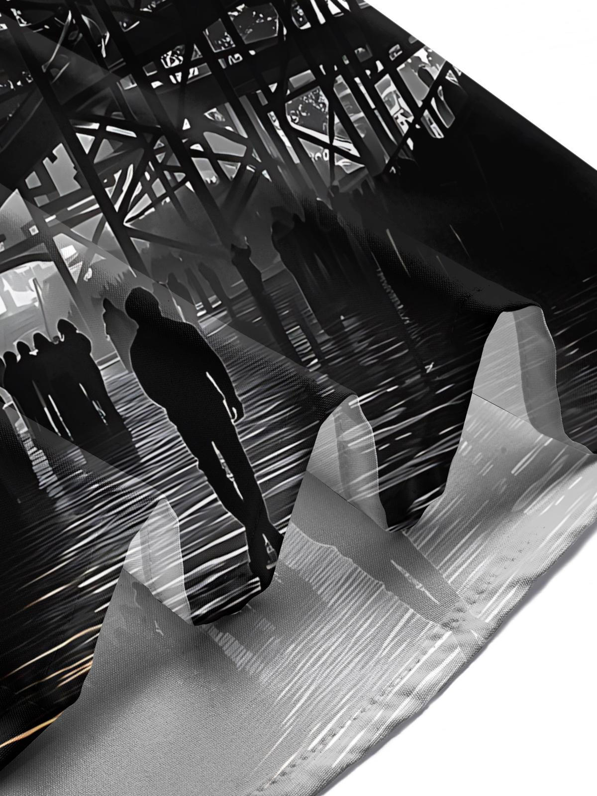 Roller Coaster Print Men's Pocket Short Sleeve Shirts