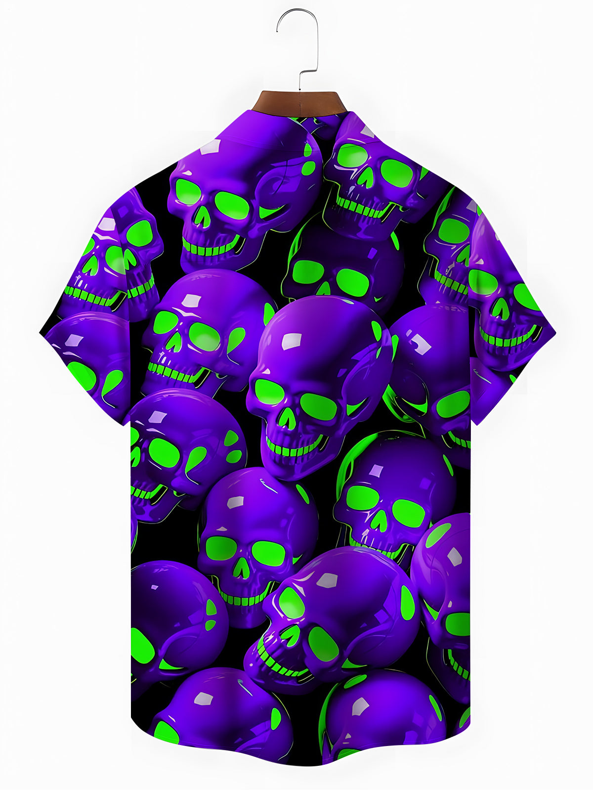 Skull Print Men's Pocket Short Sleeve Shirts