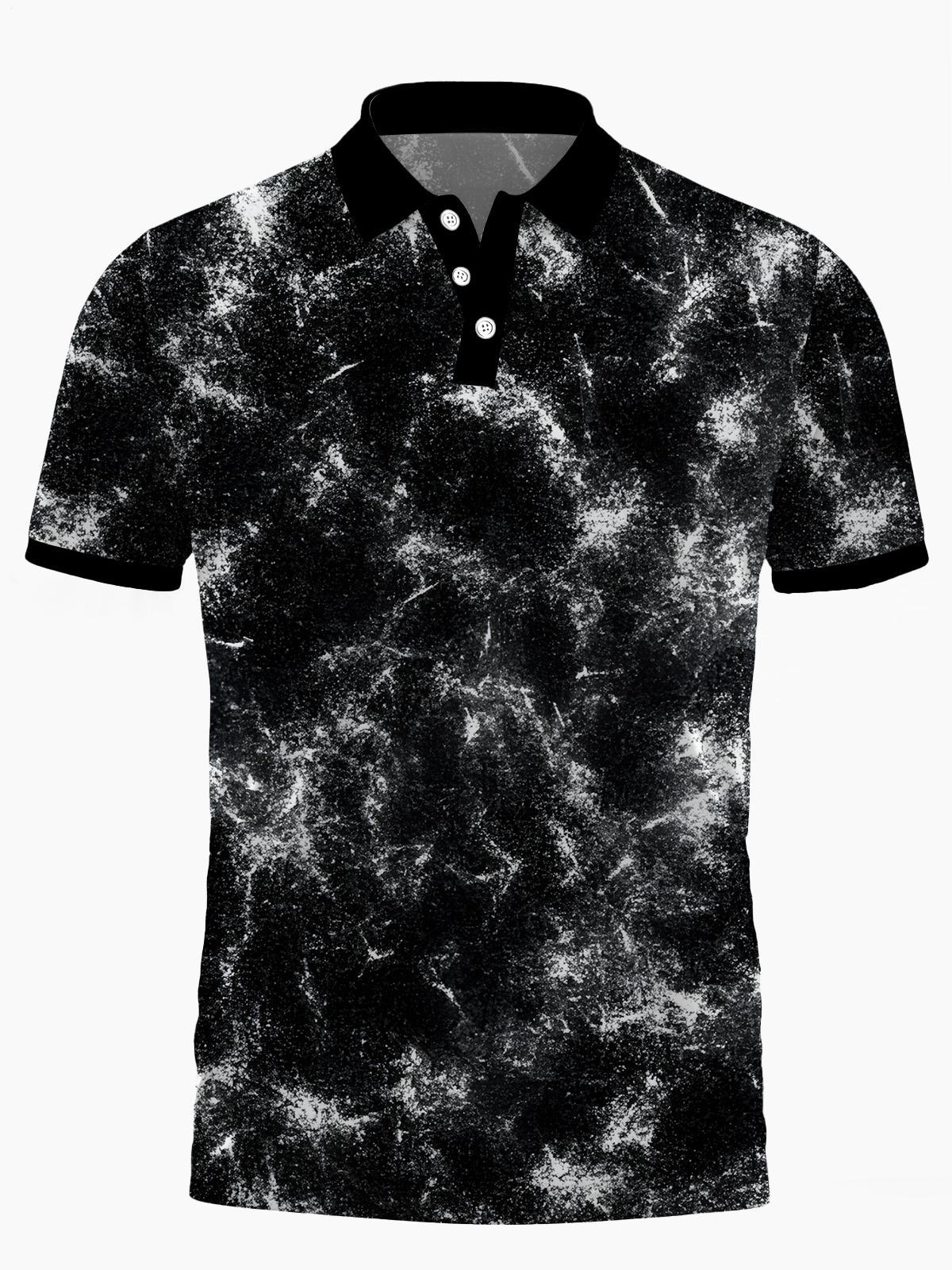Gradient Print Men's Short Sleeve Button Polo Shirt