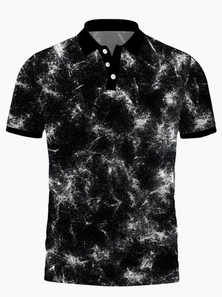 Men's gradient print short sleeve polo shirt front view