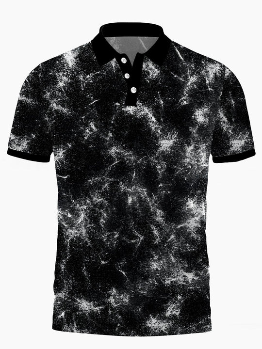 Men's gradient print short sleeve polo shirt front view
