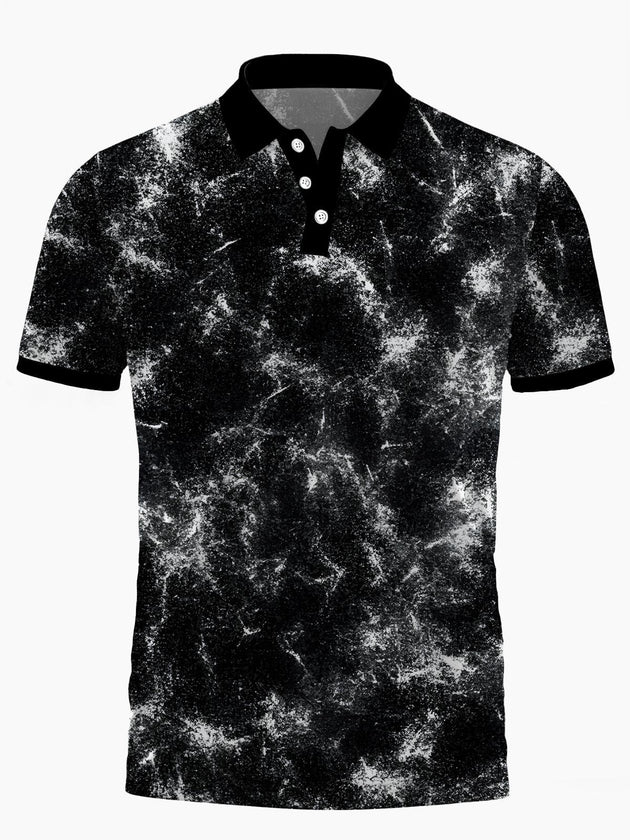 Men's gradient print short sleeve polo shirt front view