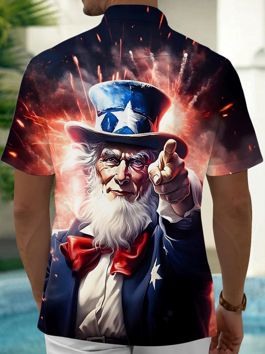 men's patriotic print shirt back view