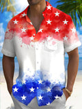 Independence Day Star Gradient Men's Pocket Short Sleeve Shirts