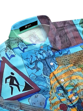 men's graphic art shirt side view