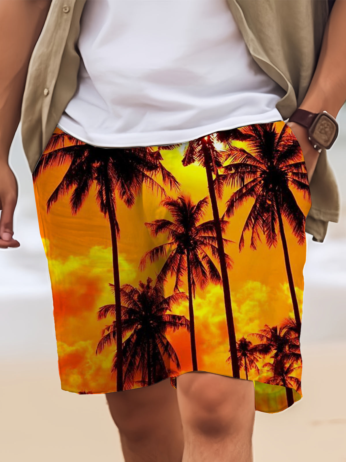 Art Hawaiian Casual Retro Men's Shorts With Pocket